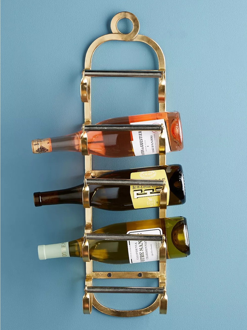 Anthropologie Brass Vertical Bottle Wall Wine Holder
